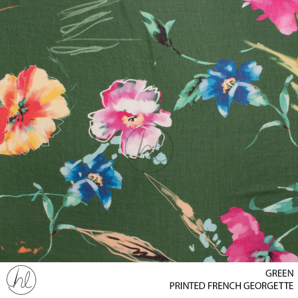 PRINTED FRENCH GEORGETTE (GREEN) 150CM (PER M)
