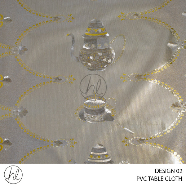 PVC TABLE CLOTH 4629 (DESIGN 02) (LIGHT GOLD) (140CM WIDE) PRICE  PER M