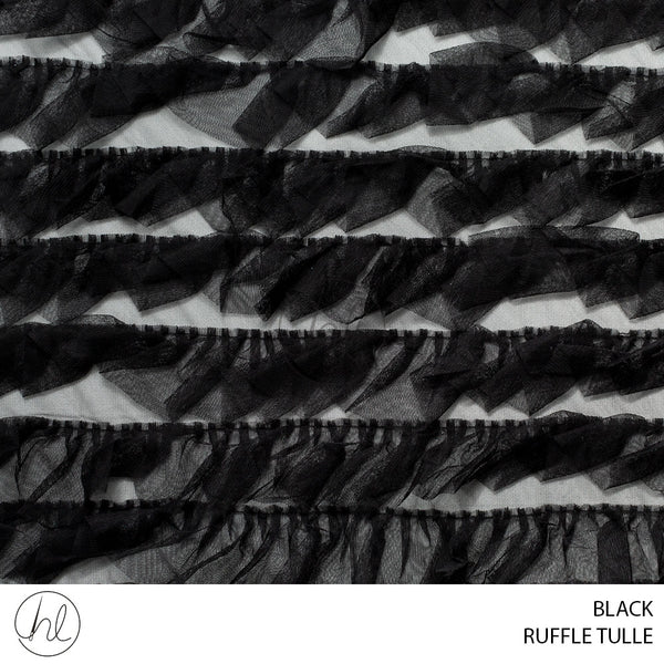 RUFFLE TULLE (781) BLACK (150CM) PER M