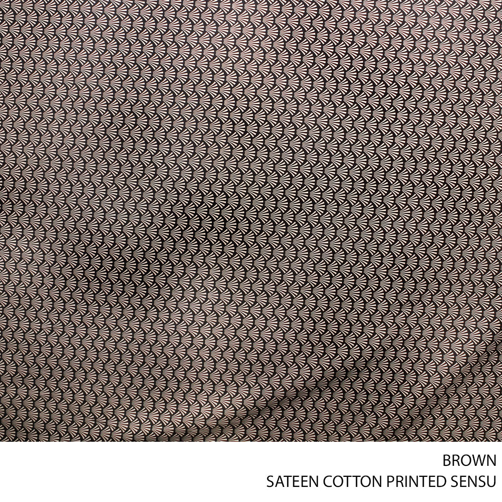 SATEEN COTTON PRT SENSU FABRIC BROWN – Habby And Lace