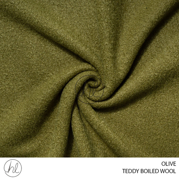 Teddy Boiled Wool (56) Olive (150cm) Per M