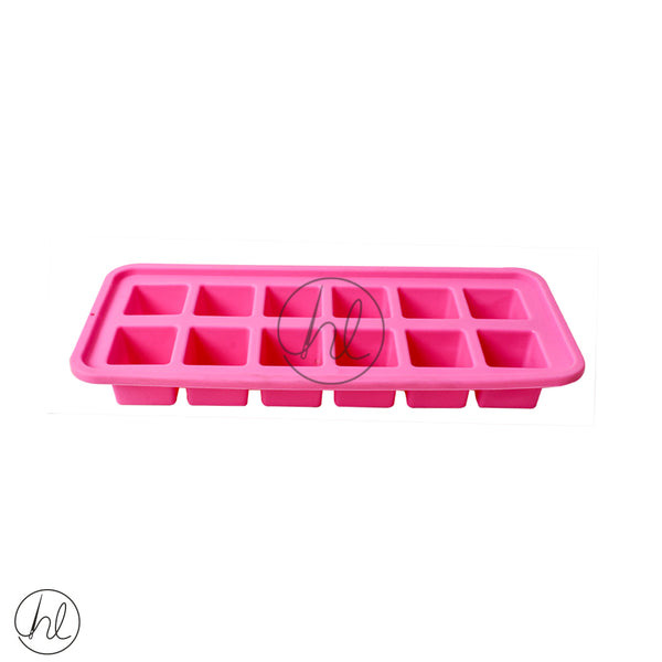 SILICONE ICE CUBE TRAY (SL-165) (PINK) (12 CUBES)
