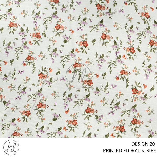 Printed Floral Stripe (51) Off White (Design 20) (150cm) Per M