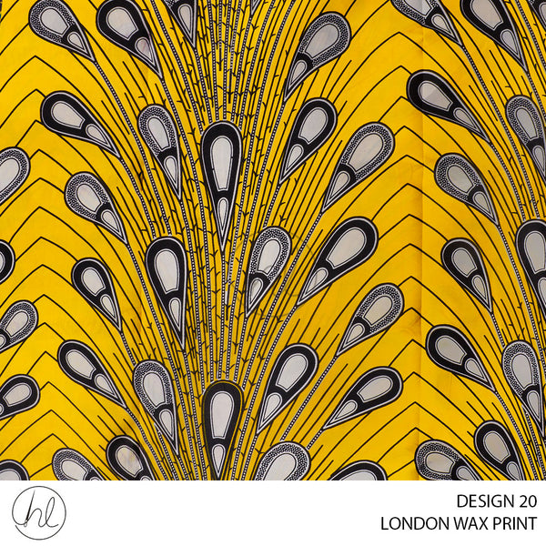 London Wax Print (55) White/Yellow (Design 20) (110cm) Per M