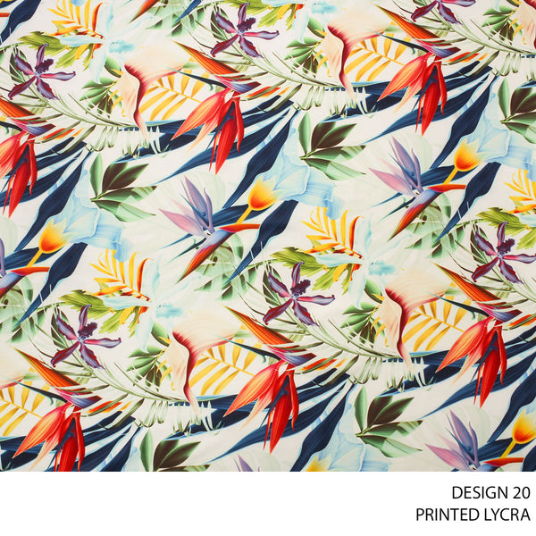 LYCRA PRINT FABRIC 150CM CREAM ROLL ROLL 001