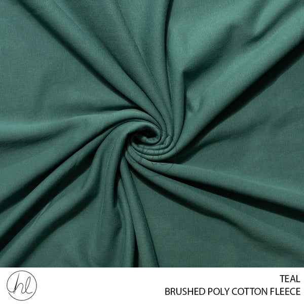 BRUSHED POLY COTTON FLEECE (51) TEAL (150CM) PER M