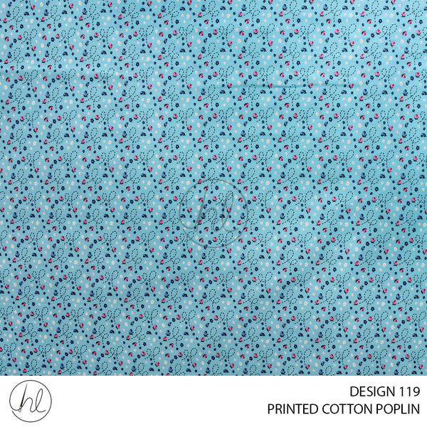 PRINTED COTTON POPLIN (51) AQUA (115CM) PER M