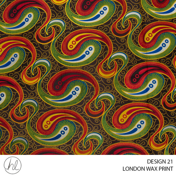 London Wax Print (55) Brown (Design 21) (110cm) Per M