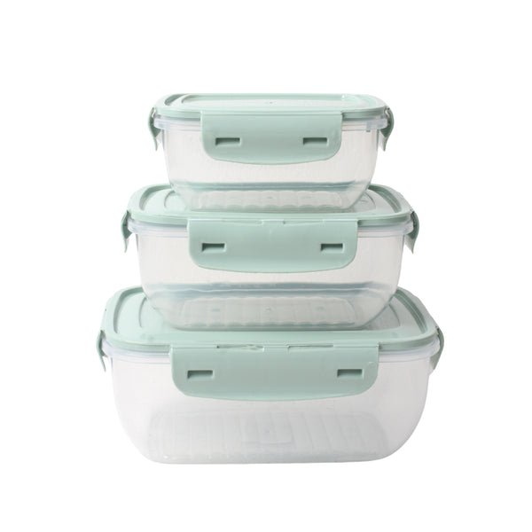 STORAGE BOX WITH LID 3PCE GREEN FREE