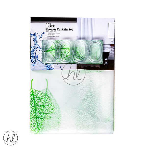 SHOWER CURTAIN (ABY-4755) (GREEN/WHITE) (180X180CM)