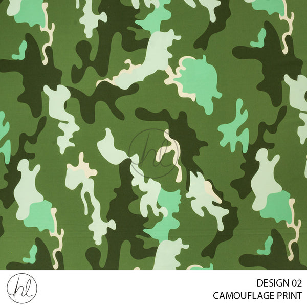 Camourflage Print (51) Green (Design 02 (150cm) Per M