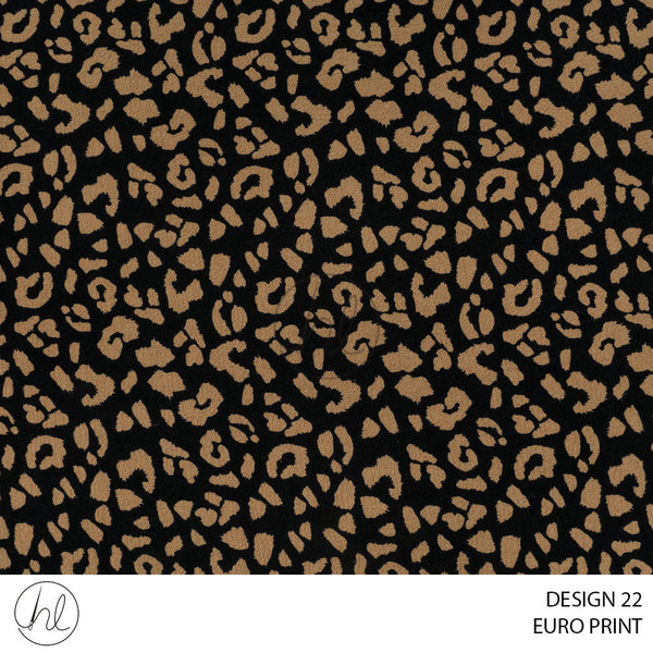 Euro Print (51) Black (Design 22) (150cm) Per M