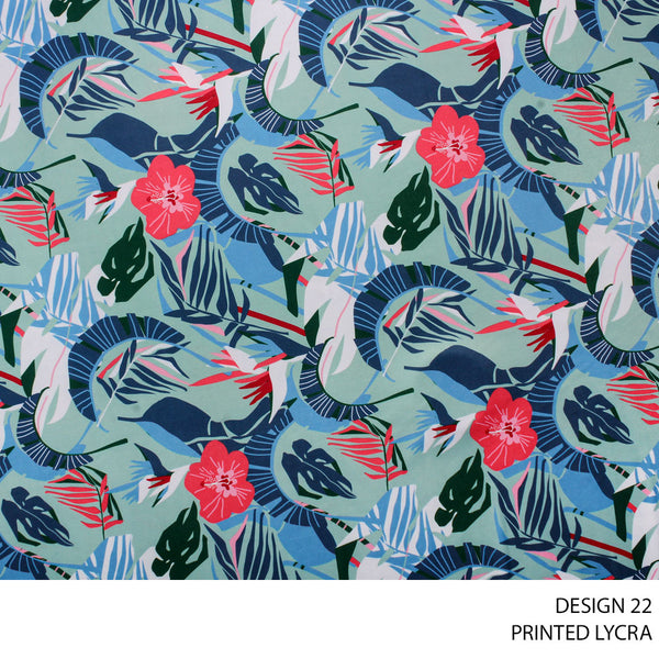 LYCRA PRINT FABRIC 150CM AQUAMARINE ROLL ROLL 001