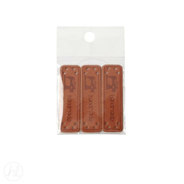 LEATHER TAGS RECTANGULAR  BROWN FREE