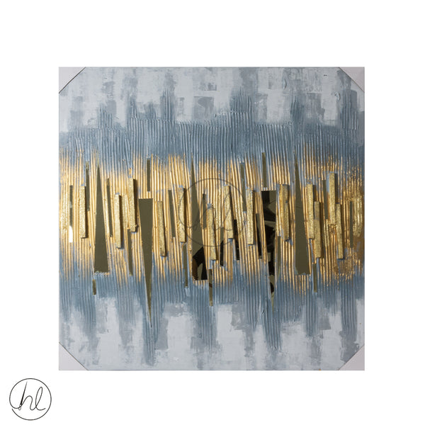 PAINTING CANVAS 550 1Mx1M(GOLD AND TURQUOISE MIRROR) (ABY-4399)