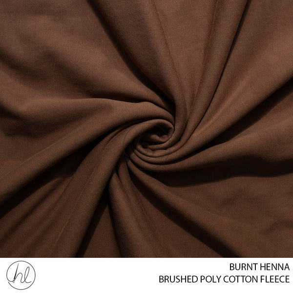 BRUSHED POLY COTTON FLEECE (51) BURNT HENNA (150CM) PER M