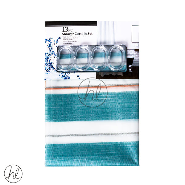 SHOWER CURTAIN (ABY-4755) (BLUE/WHITE) (180X180CM)