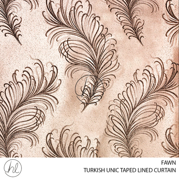 TAPED LINED READY-MADE CURTAIN (TURKISH UNIC)	(FAWN) (230X218CM)