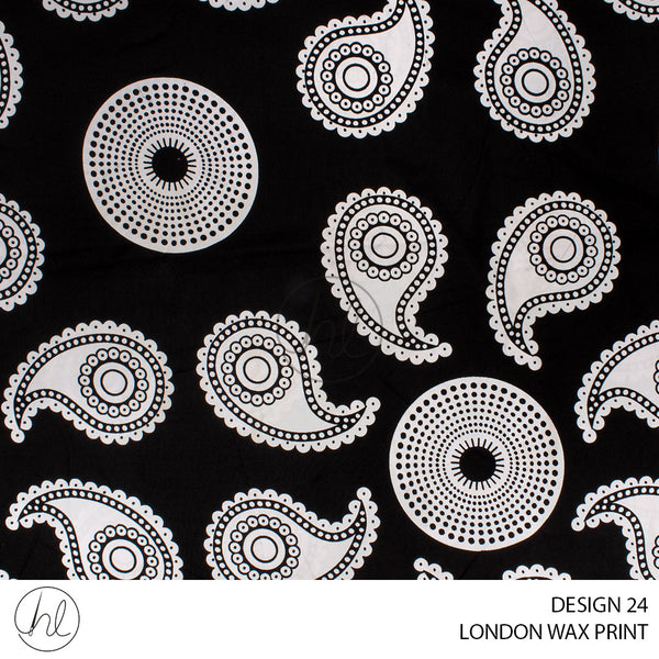 London Wax Print (55) Black/White (110cm) Per  M