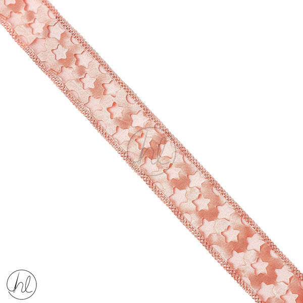 Ribbon Organza Star 38mm H8 Peach Free