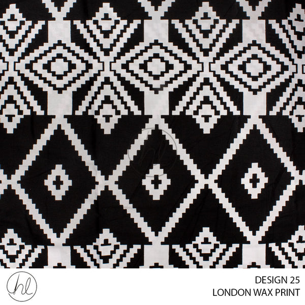 London Wax Print (55) Black/White (110cm) Per  M