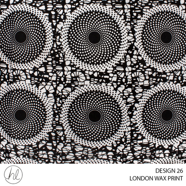 London Wax Print (55) Black/White (110cm) Per  M