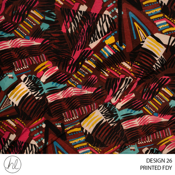 Printed FDY (53) Maroon (Design 26) (150cm) Per M