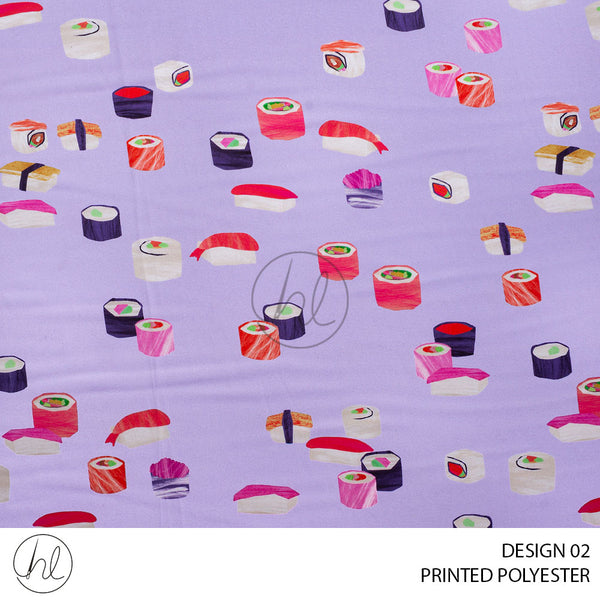 Printed Polyester Alem (51) Lilac (Design 02) (150cm) Per M