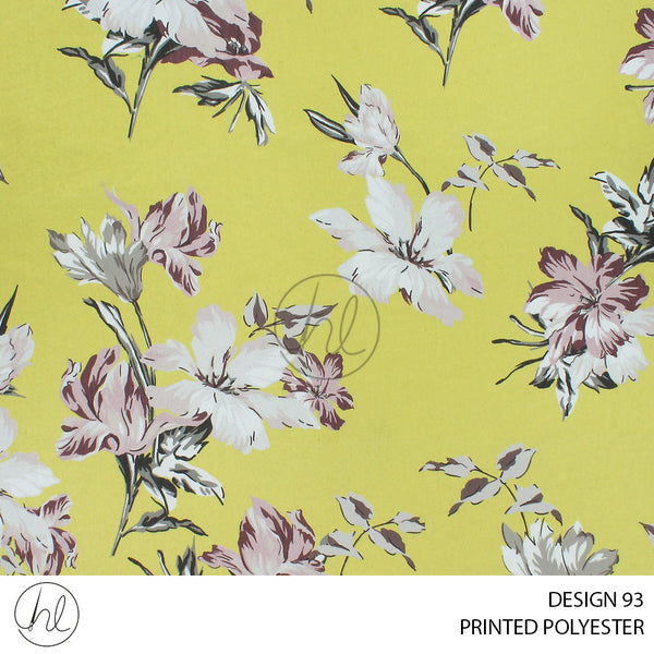 PRINTED POLYESTER LILIA (80) YELLOW (150CM) PER M