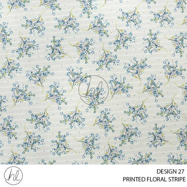 Printed Floral Stripe (51) Off White (Design 27) (150cm) Per M