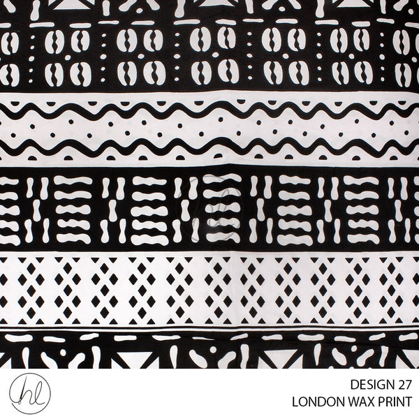 London Wax Print (55) Black/White (110cm) Per  M