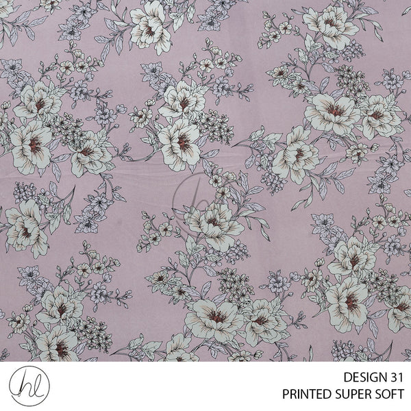 Printed Super Soft (51) Lilac (Design 31) (150cm) Per M