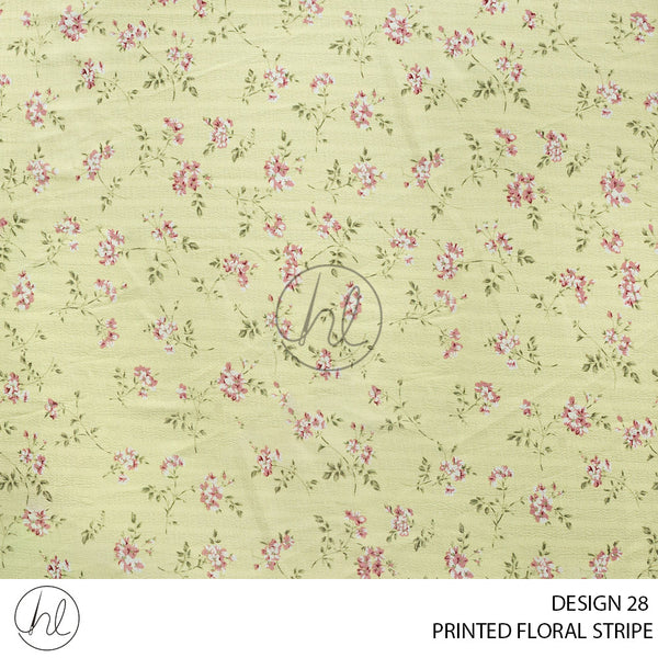 Printed Floral Stripe (51) Pale Yellow (Design 28) (150cm) Per M