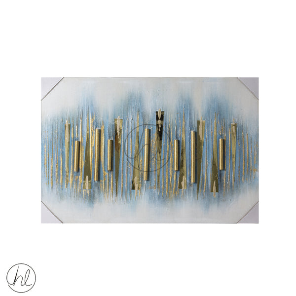 PAINTING CANVAS 550 60x90 (TURQUOISE, GOLD AND WHITE)ABY-4396