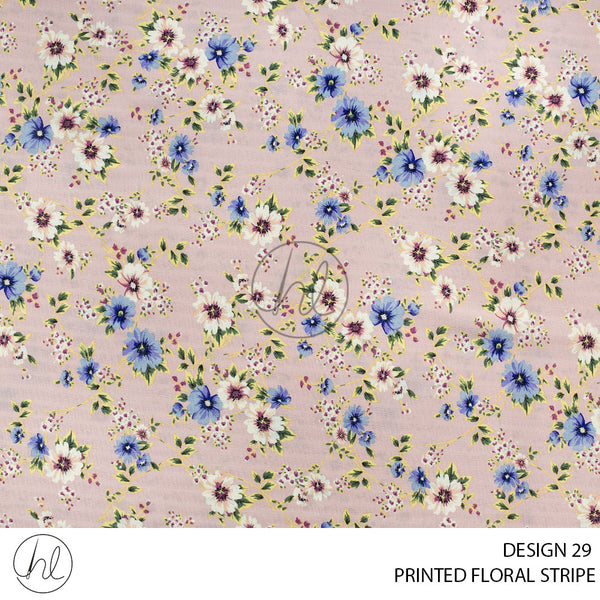 Printed Floral Stripe (51) Dusty (Design 29) (150cm) Per M