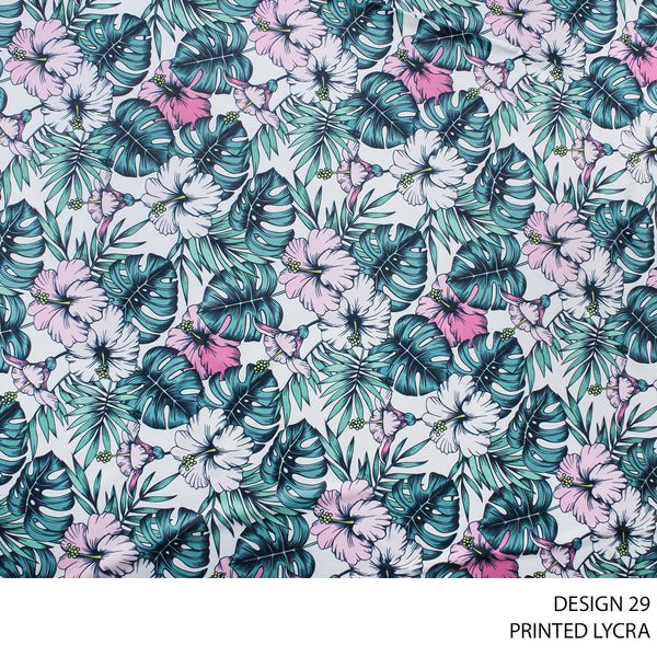 LYCRA PRINT FABRIC 150CM WHITE ROLL ROLL 003