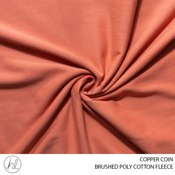 BRUSHED POLY COTTON FLEECE (51) COPPER COIN (150CM) PER M
