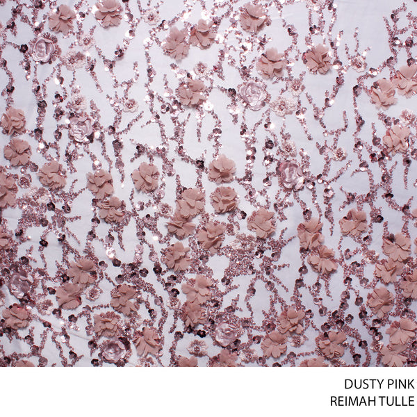 REIMAH FABRIC 140CM DUSTY PINK ROLL ROLL 001