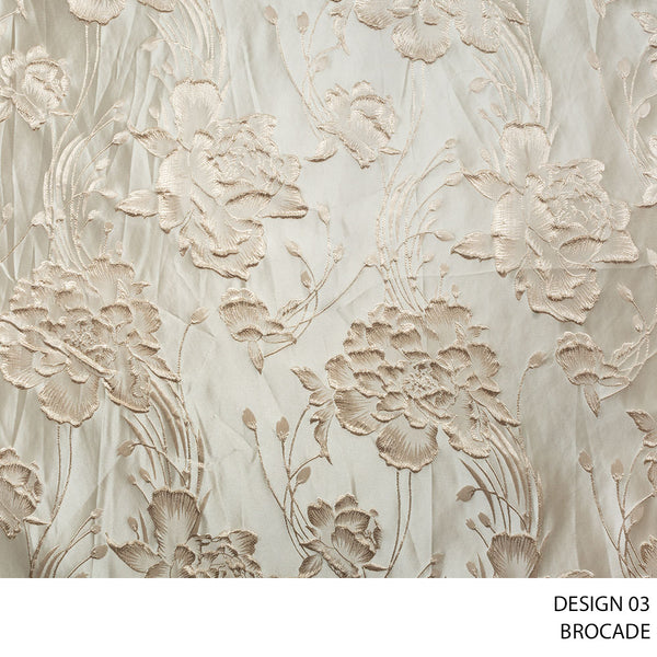 BROCADE FABRIC 140CM BEIGE ROLL ROLL 001