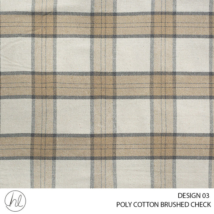 Beige Check Textile Poly Cotton Brushed Check 56 Beige 140cm Per M – Habby And Lace
