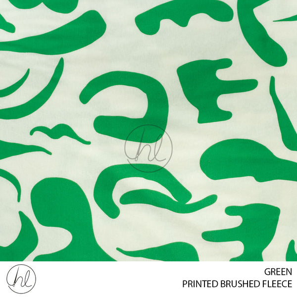 Printed Brushed Fleece (56) Green (150cm) Per M