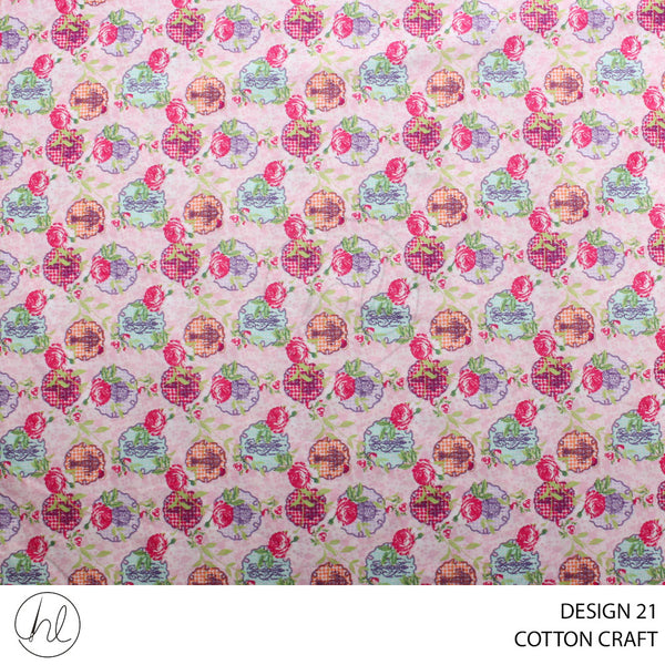 COTTON CRAFT OEKO-TEX STANDARD PRINTED FABRIC PINK ROLL ROLL 001