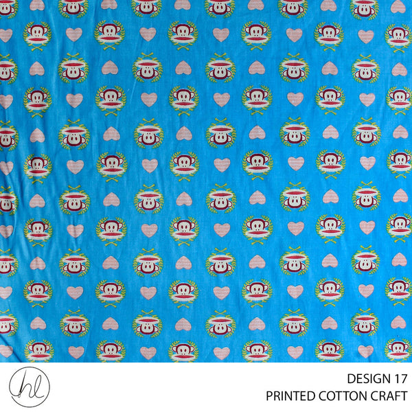 COTTON CRAFT PRINTED FABRIC BABGLE JANGLE TURQUOISE ROLL ROLL 001