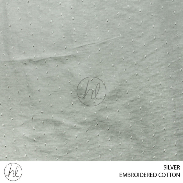 Embroidered cotton (51) silver (150cm) per m