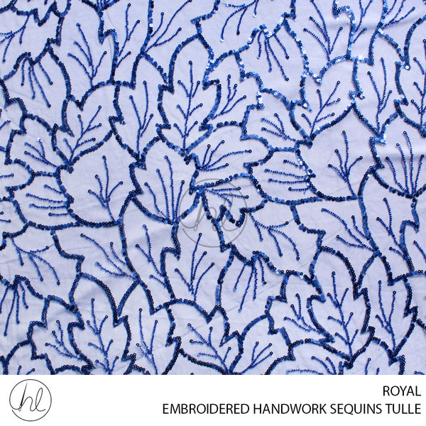 EMBROIDERED HANDWORK SEQUINS TULLE (55) ROYAL (140CM) PER M