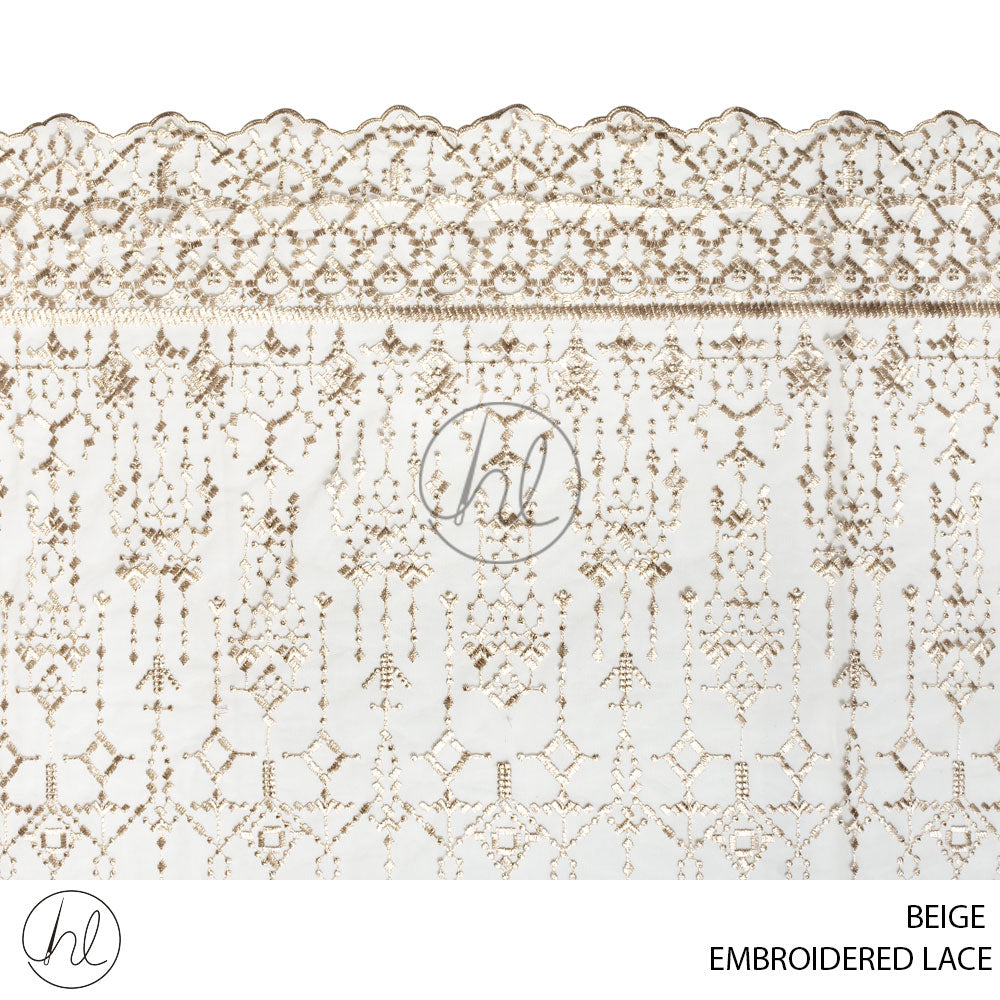 Embroidered Lace (51) Beige (140cm) Per M – Habby And Lace