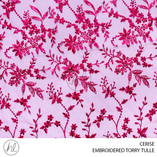 EMBROIDERED TORRY TULLE (53) CERISE (130CM) PER M