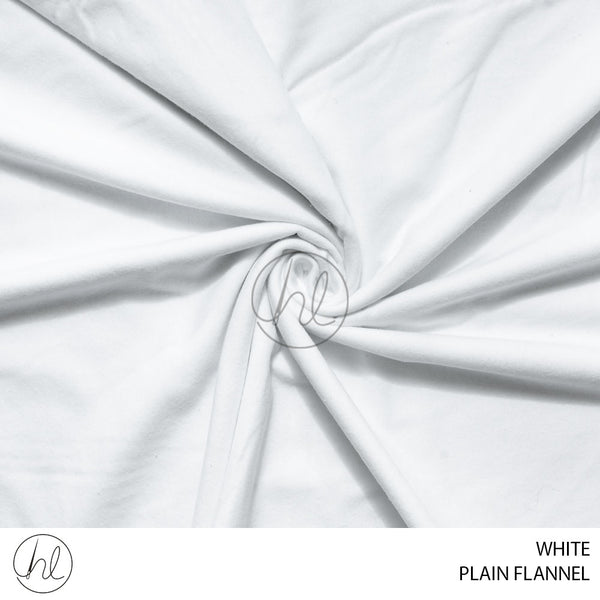 Plain Flannel (56) White (150cm) Per M