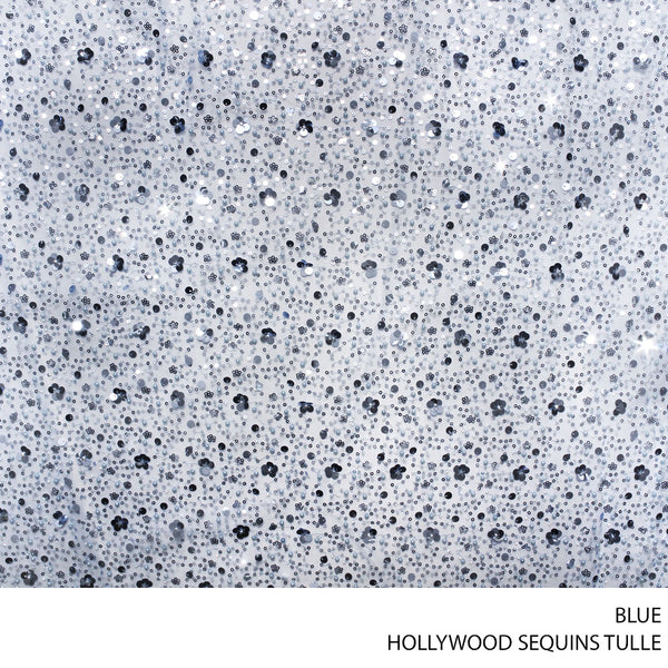 TULLE HOLLYWOOD SEQ FABRIC 130CM BLUE ROLL ROLL 001
