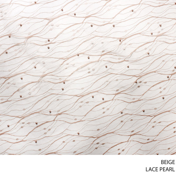 LACE PEARL FABRIC 140CM BEIGE ROLL ROLL 001